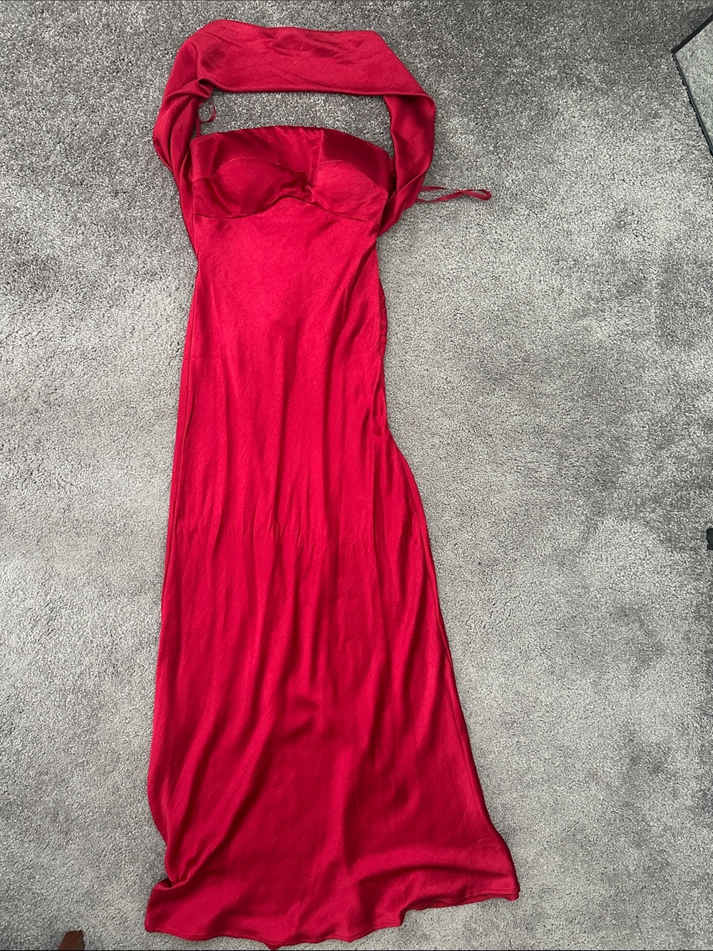 Hello Molly Strapless Red Satin Dress